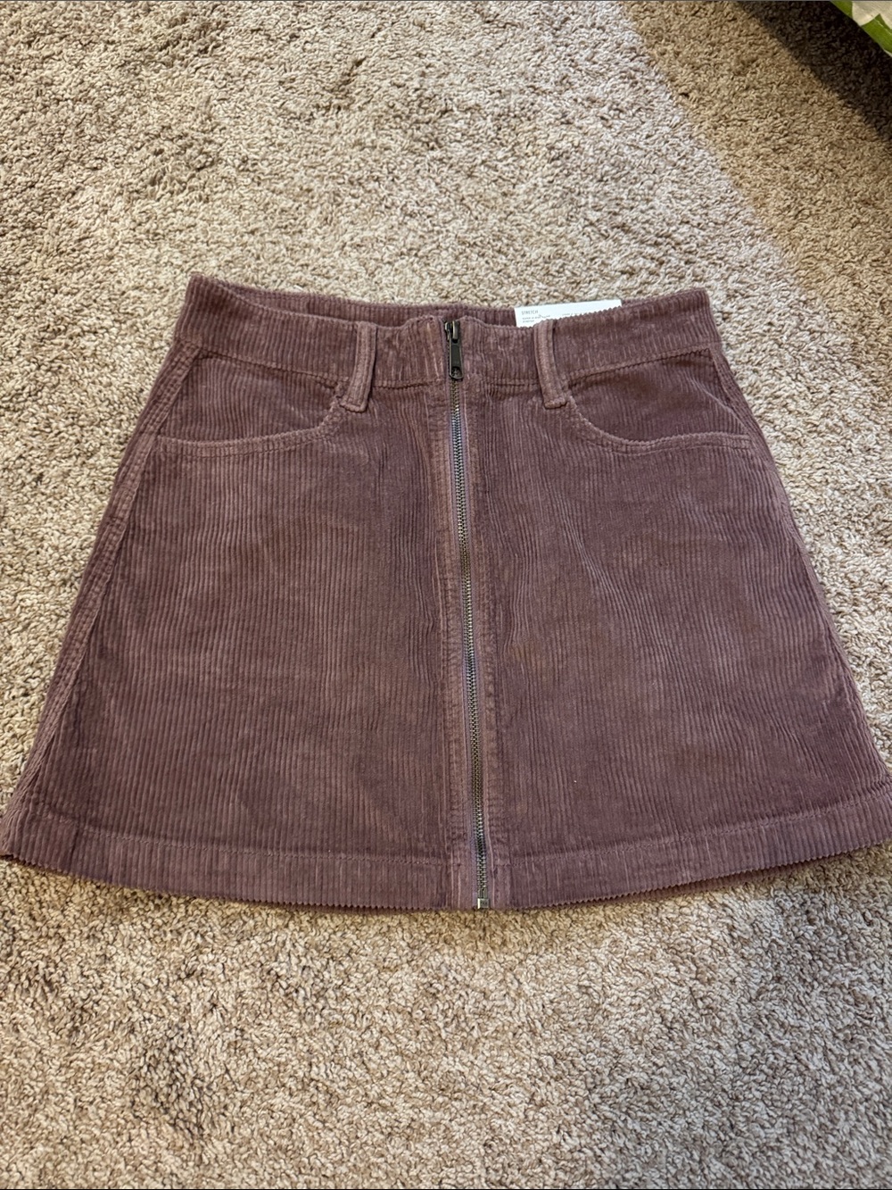 American Eagle Outfitters Corduroy Zip-Front Mini Skirt in brown